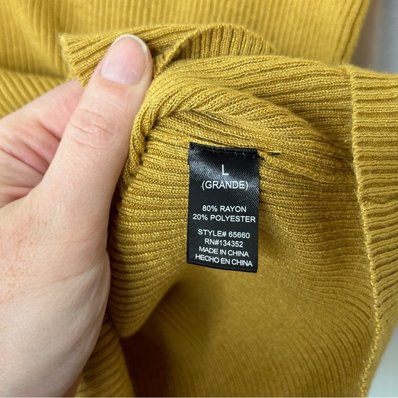 Turtleneck Sweater | Women's Size L Mustard Yellow Pullover Fashion Nova Top - Picture 5 of 10
